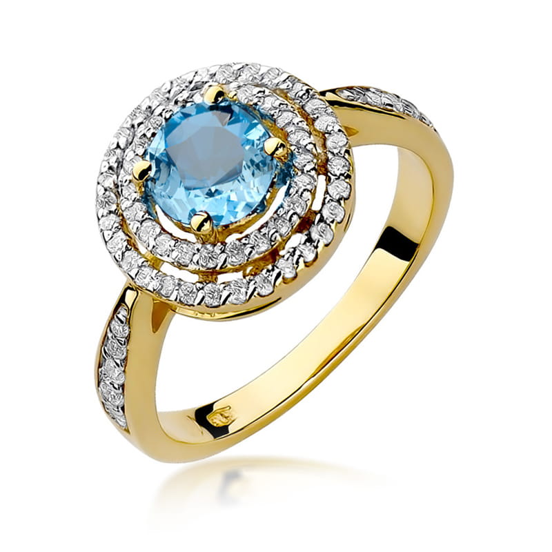 Auksinis Žiedas Su Topazu Ir Deimantais