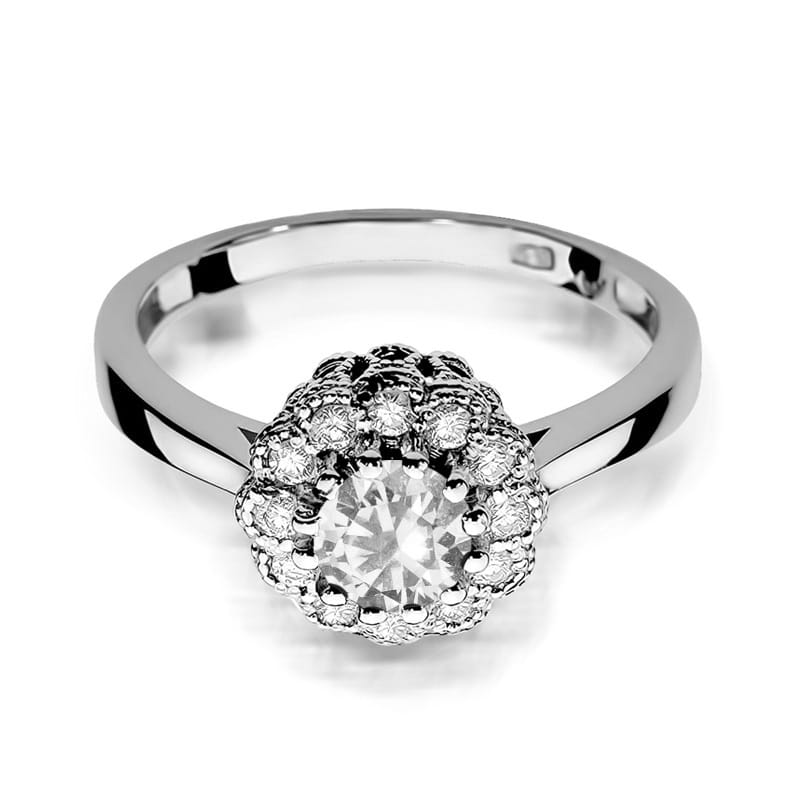 Auksinis Žiedas Su Baltu Safyru Ir Deimantais