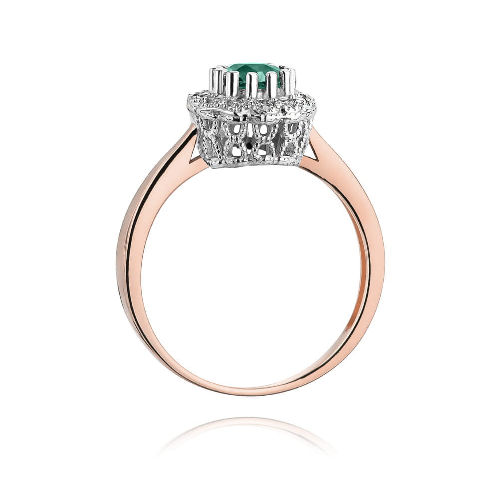 Auksinis Žiedas Su Smaragdu Ir Deimantais