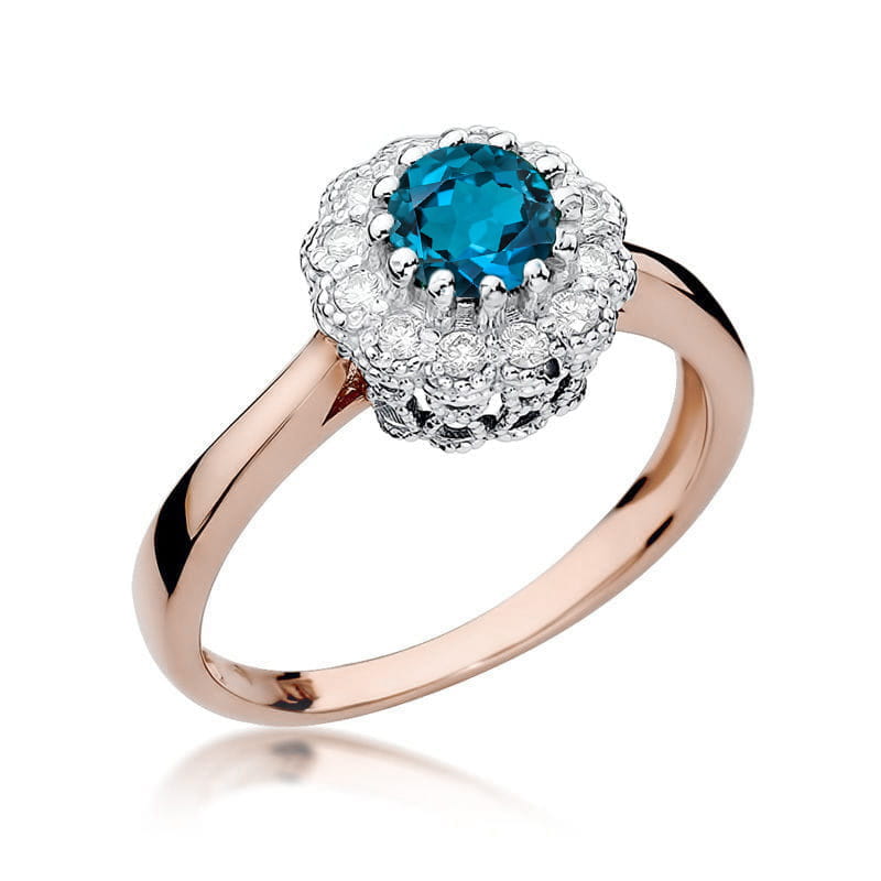 Gold Ring With London Topaz And Diamonds