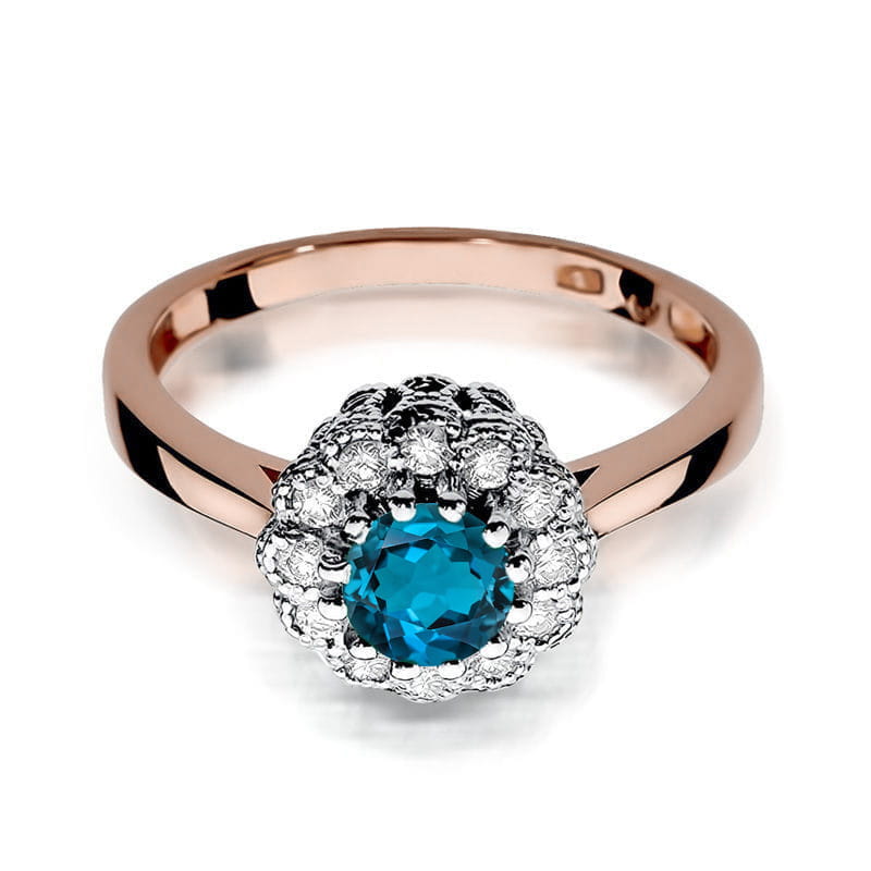 Gold Ring With London Topaz And Diamonds
