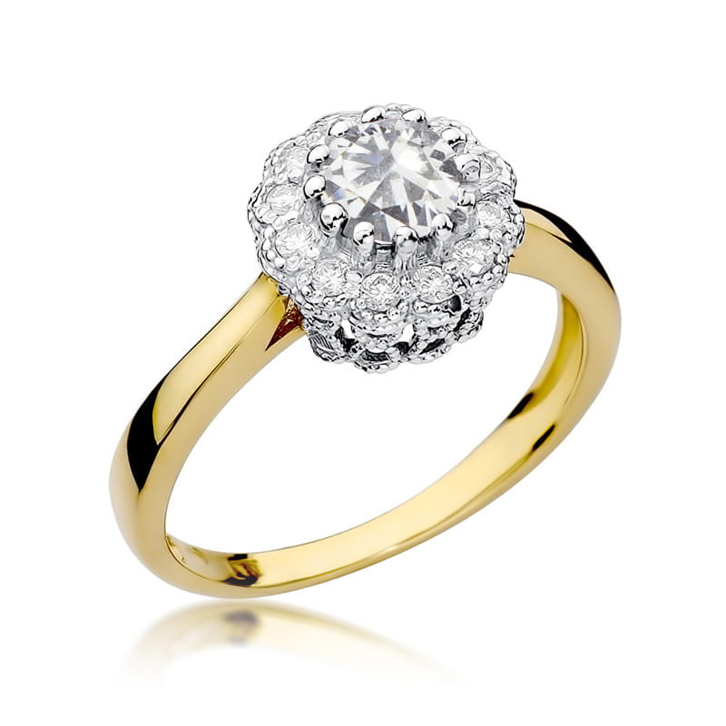 Auksinis Žiedas Su Baltu Safyru Ir Deimantais