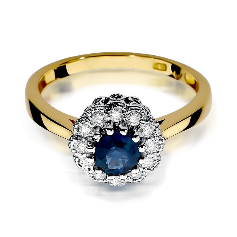 Gold Ring With Sapphire And Diamonds