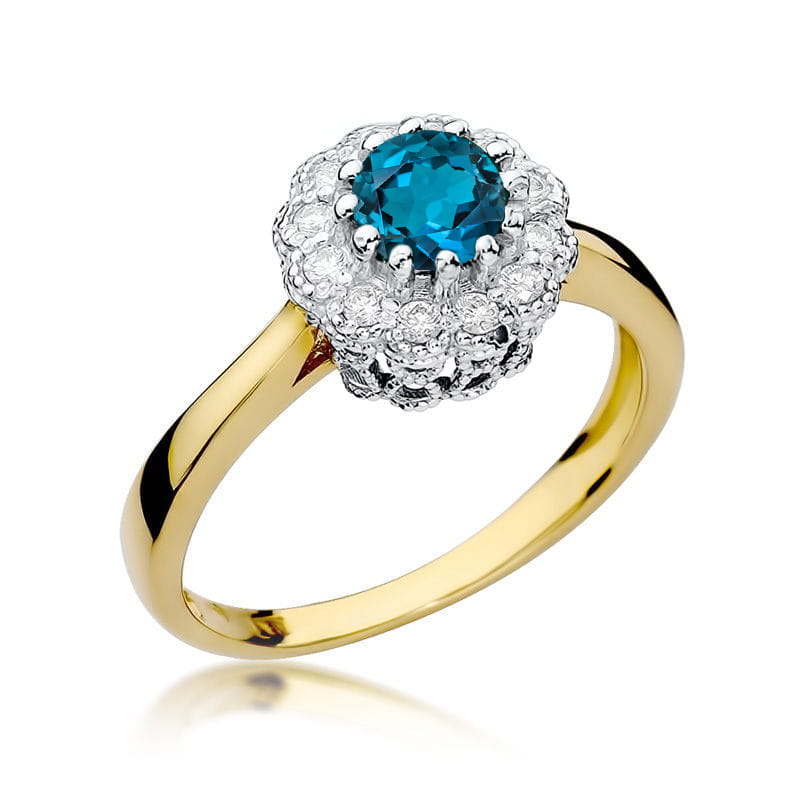 Gold Ring With London Topaz And Diamonds