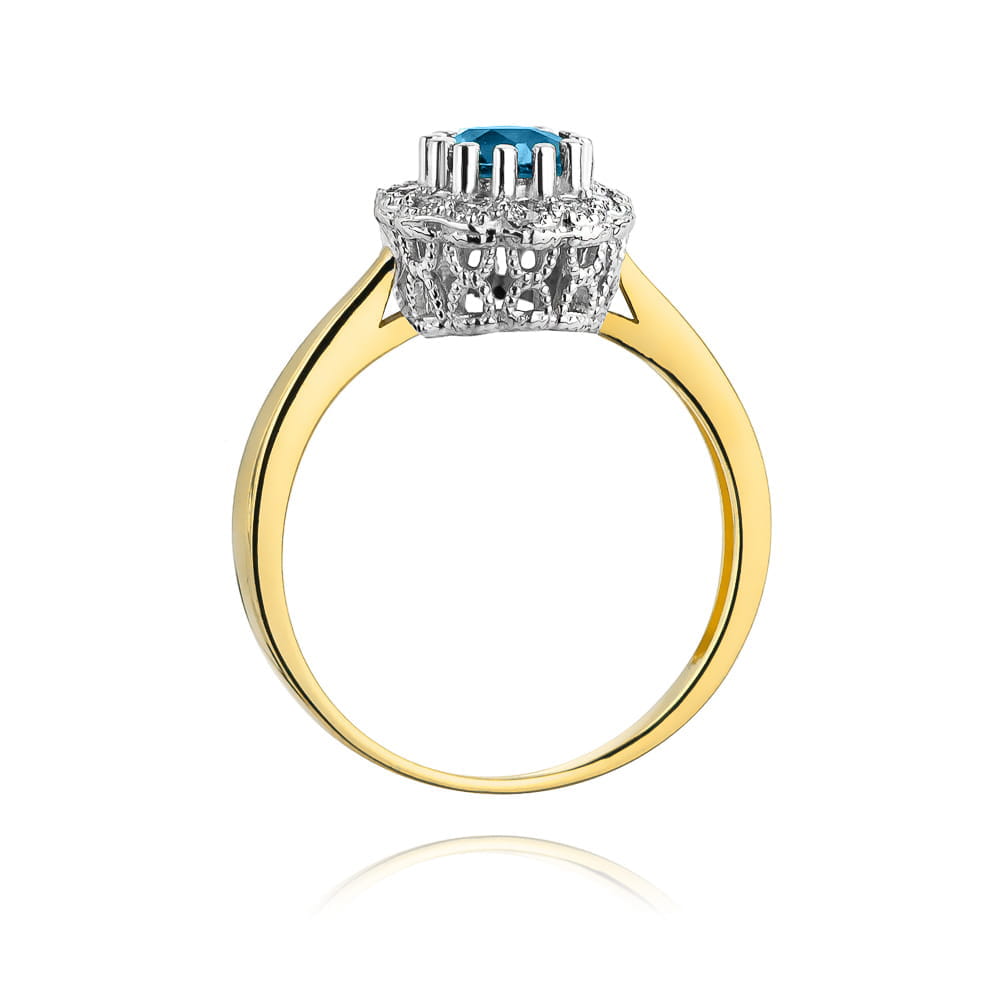 Gold Ring With London Topaz And Diamonds