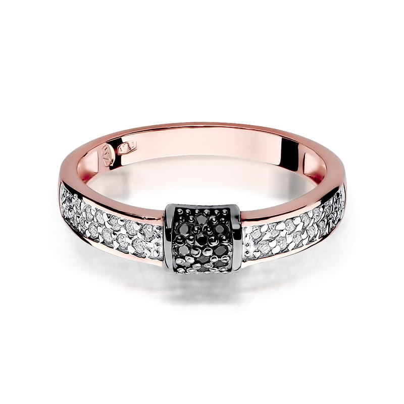 Gold Ring With Black And White Diamonds