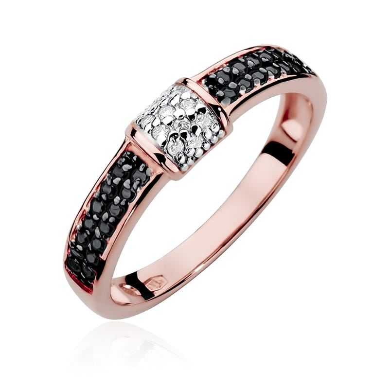 Gold Ring With Black And White Diamonds