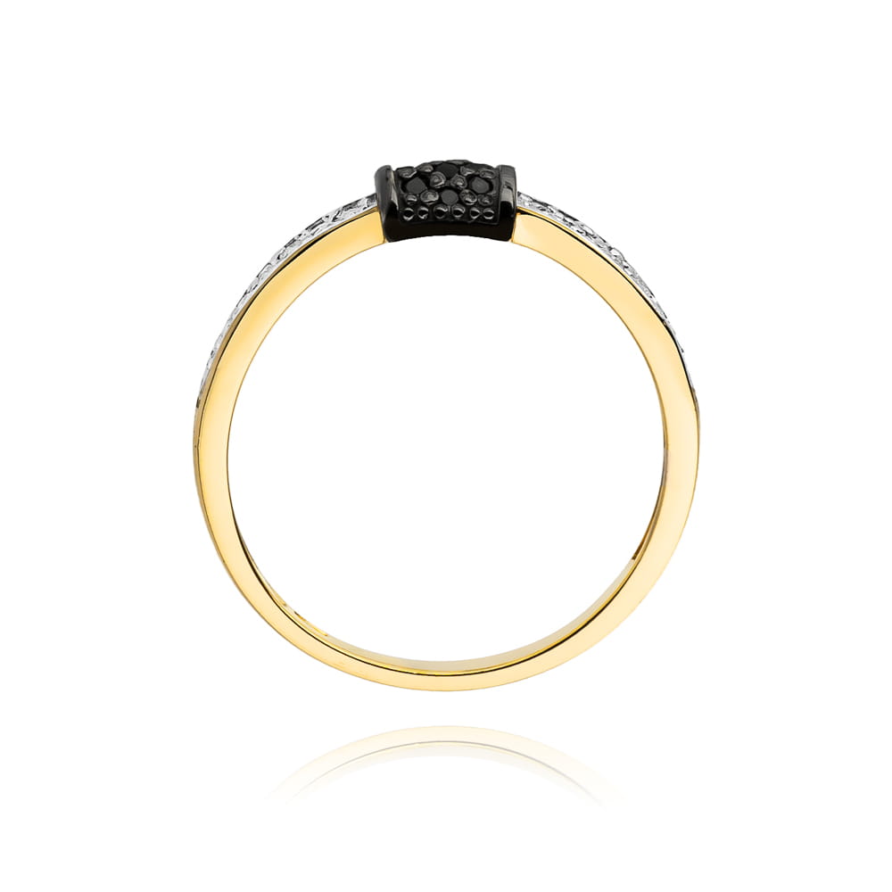 Gold Ring With Black And White Diamonds