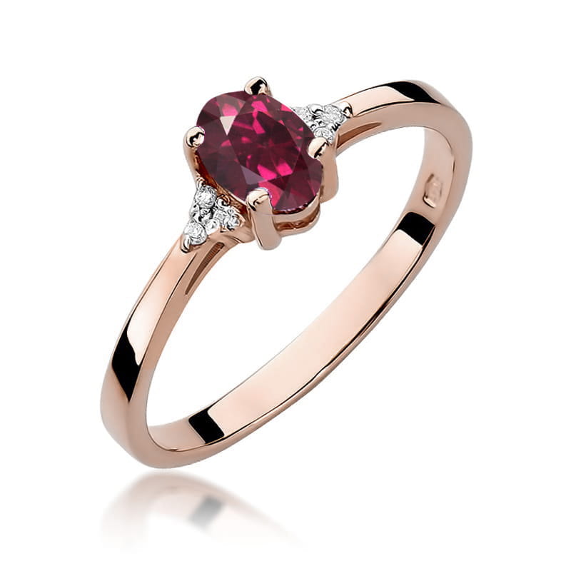 Gold Ring With Rhodolite And Diamonds