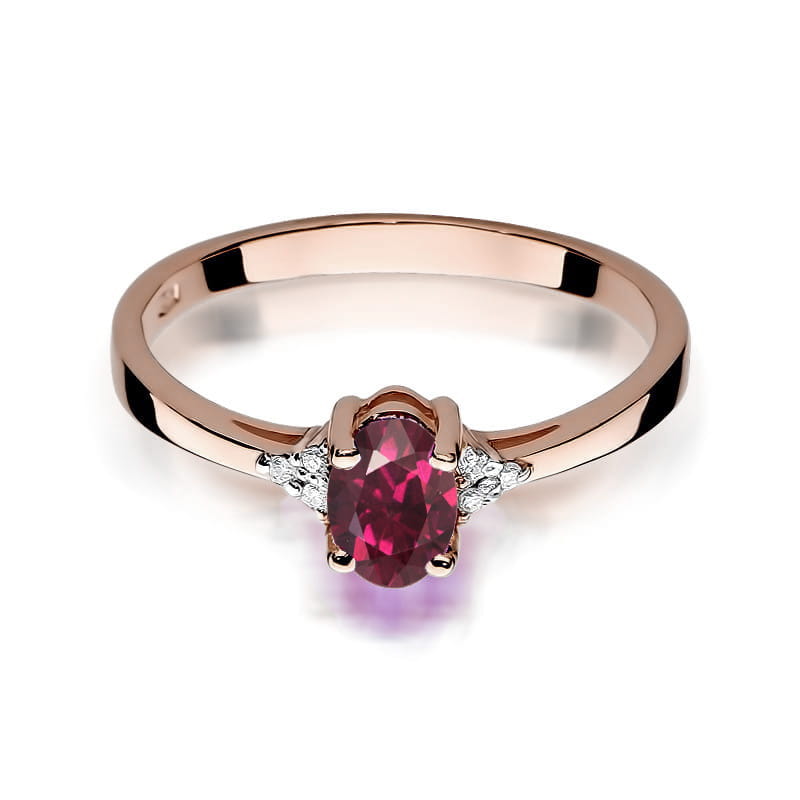 Gold Ring With Rhodolite And Diamonds