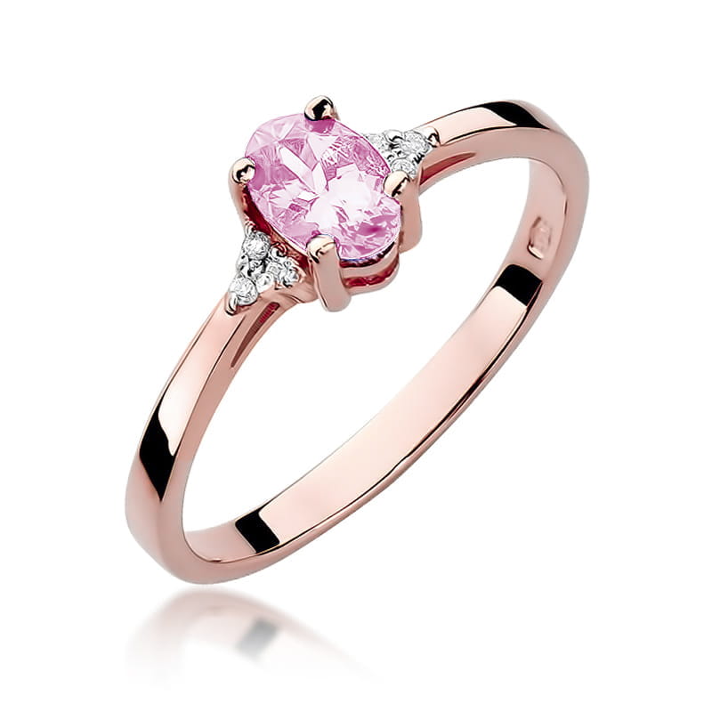 Gold Ring With Pink Topaz And Diamonds
