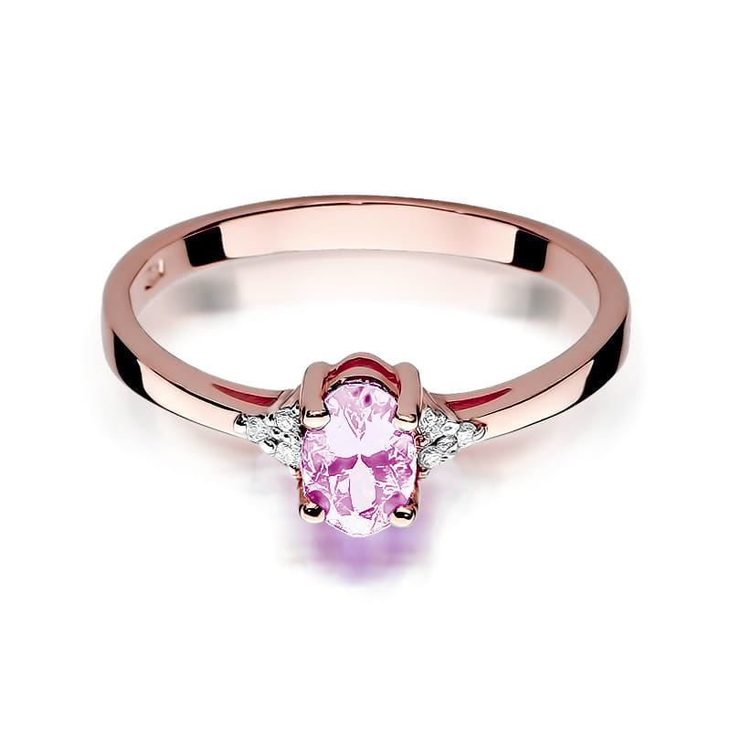 Gold Ring With Pink Topaz And Diamonds