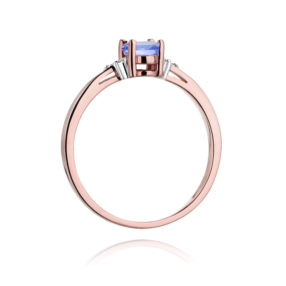 Auksinis Žiedas Su Tanzanitu Ir Deimantais