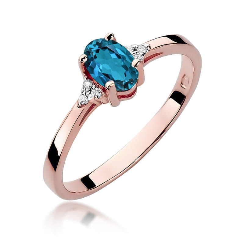 Gold Ring With London Topaz And Diamonds