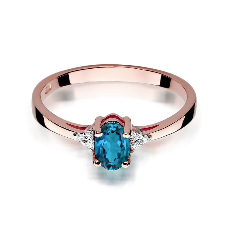 Gold Ring With London Topaz And Diamonds