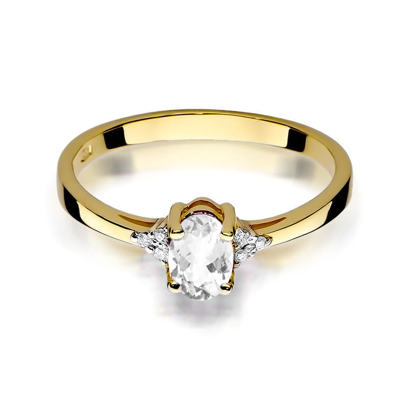 Gold Ring With White Sapphire And Diamonds