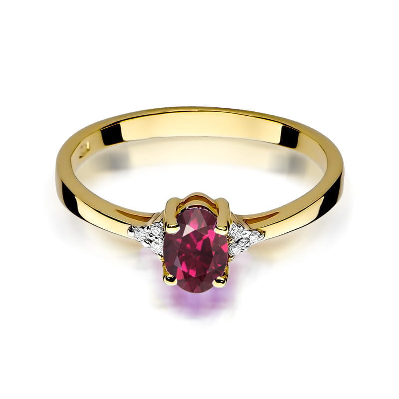Auksinis Žiedas Su Rodolitu Ir Deimantais