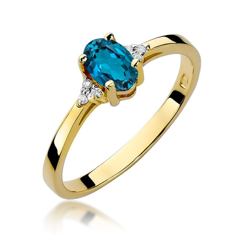 Gold Ring With London Topaz And Diamonds