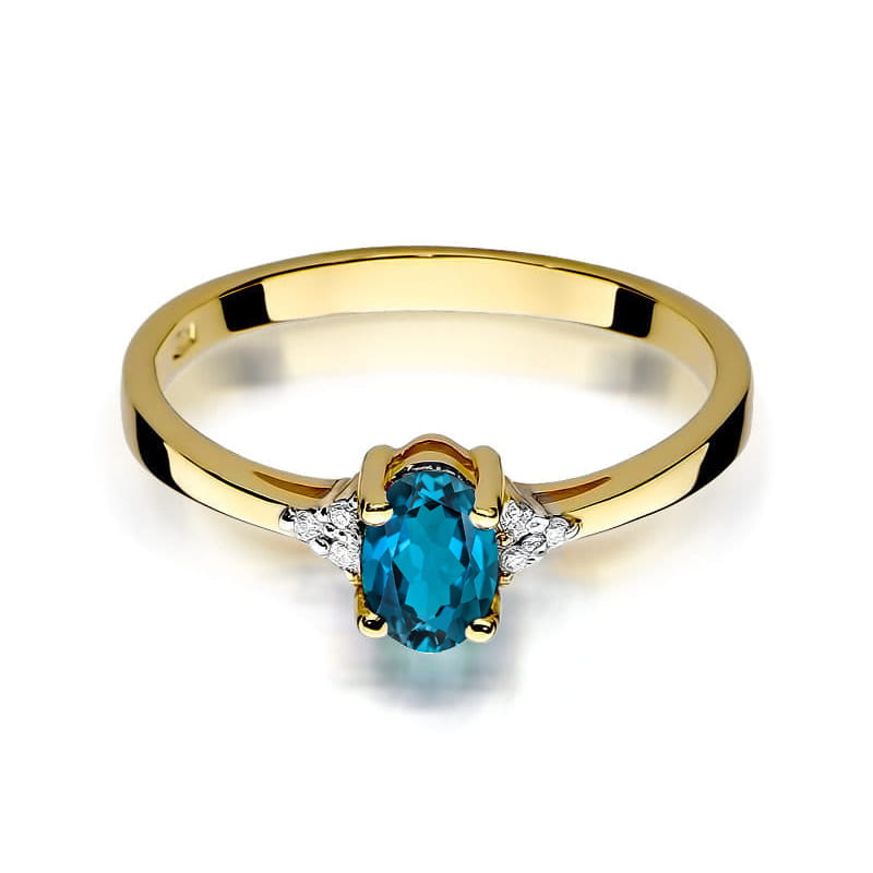 Gold Ring With London Topaz And Diamonds