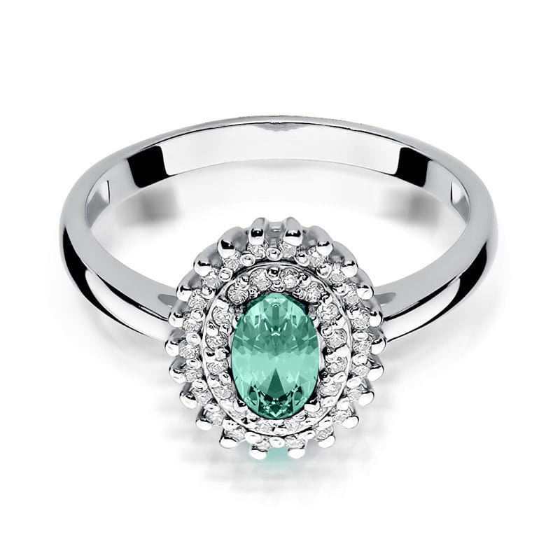 Auksinis Žiedas Su Smaragdu Ir Deimantais