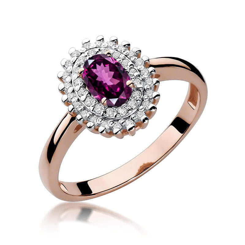Gold Ring With Rhodolite And Diamonds