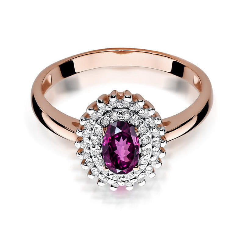 Gold Ring With Rhodolite And Diamonds