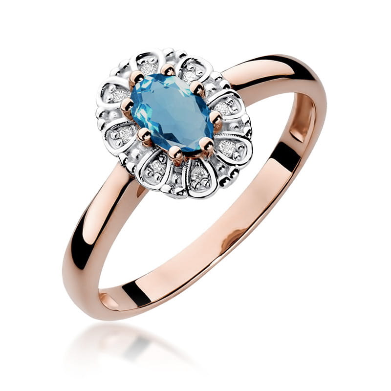 Gold Ring With London Topaz And Diamonds