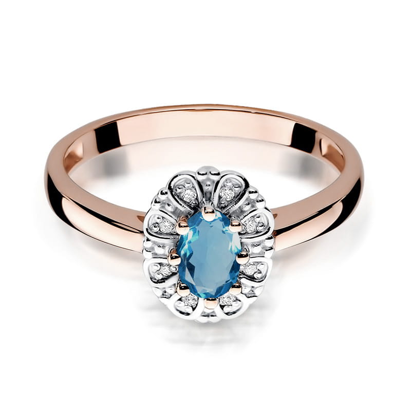 Gold Ring With London Topaz And Diamonds