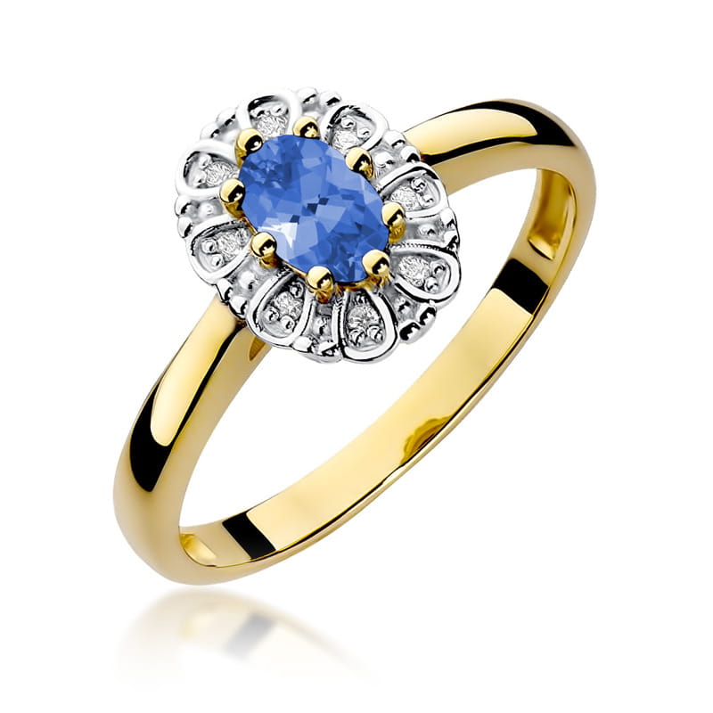 Gold Ring With Tanzanite And Diamonds