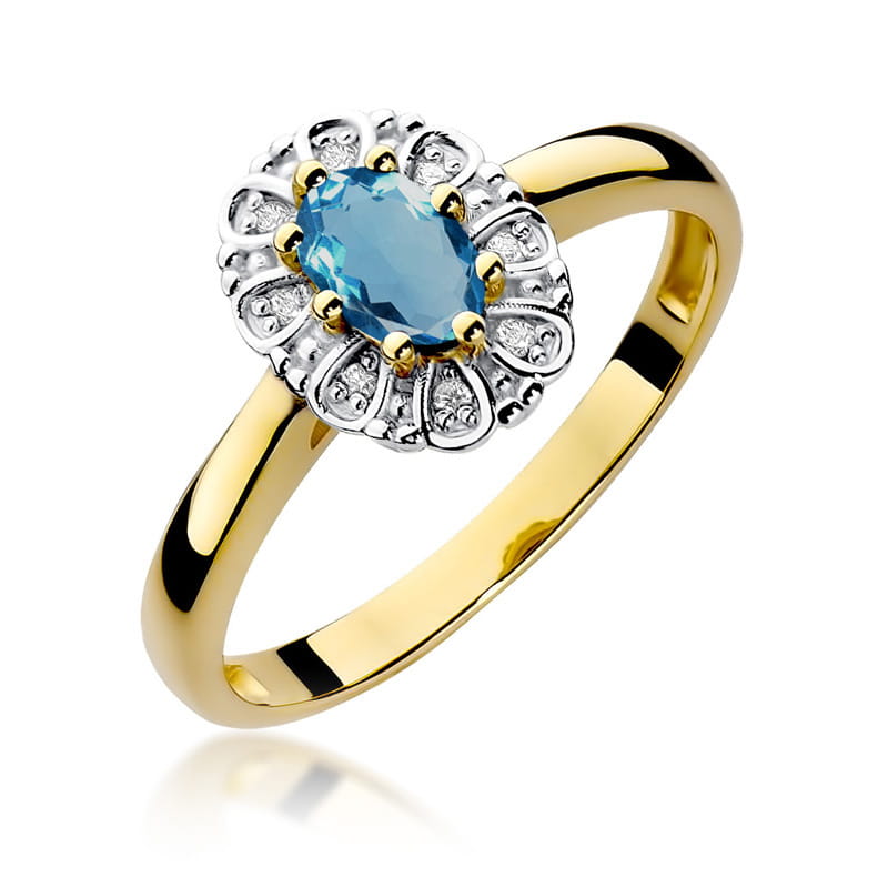 Gold Ring With London Topaz And Diamonds