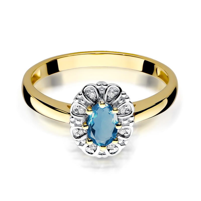Gold Ring With London Topaz And Diamonds