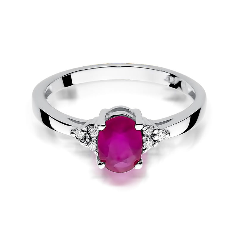 Auksinis Žiedas Su Rubinu Ir Deimantais