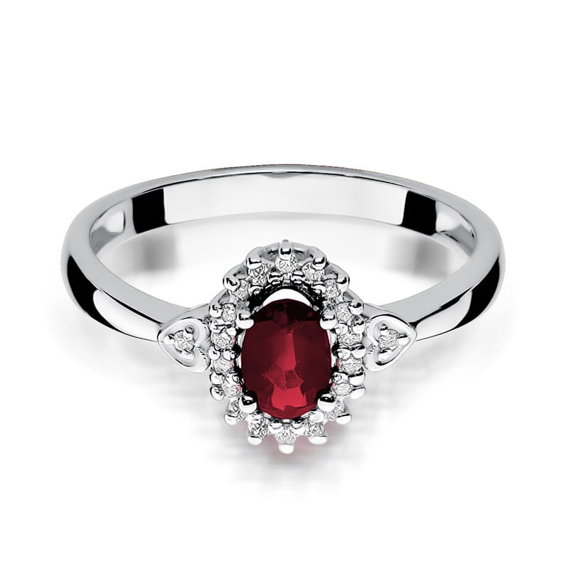 Auksinis Žiedas Su Rubinu Ir Deimantais