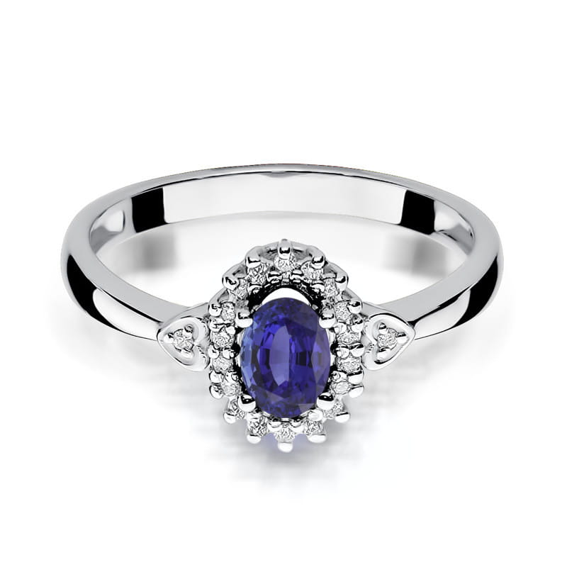 Auksinis Žiedas Su Tanzanitu Ir Deimantais