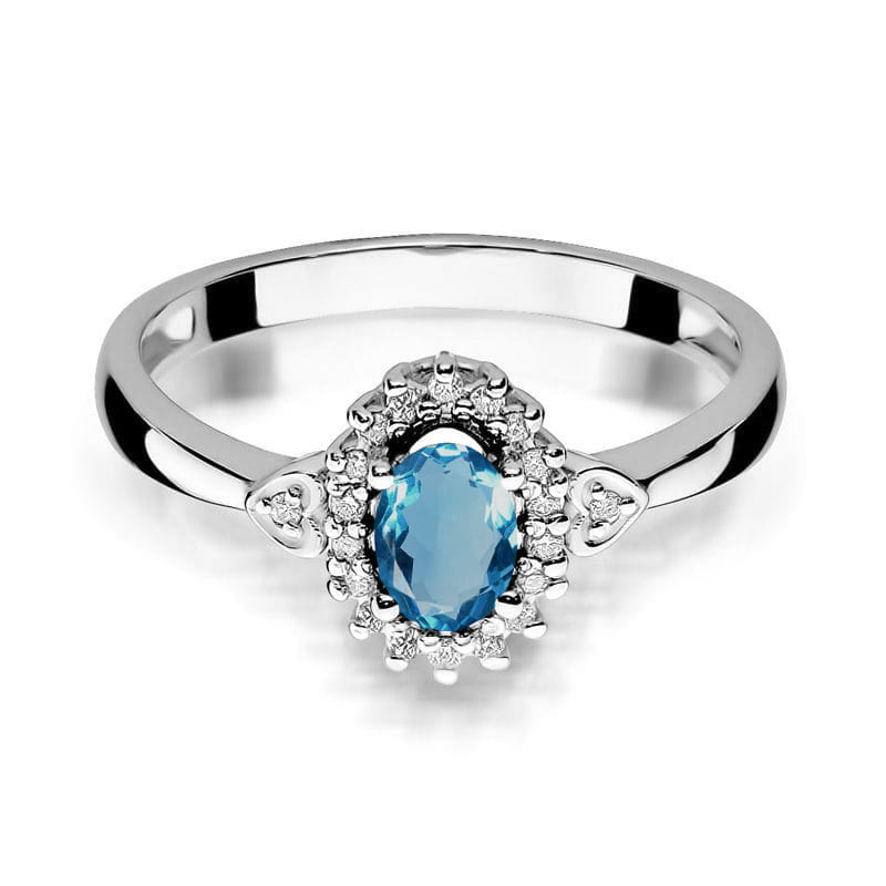 Gold Ring With London Topaz And Diamonds