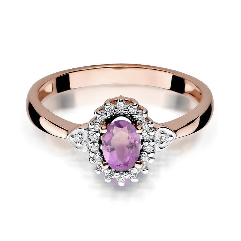 Gold Ring With Amethyst And Diamonds