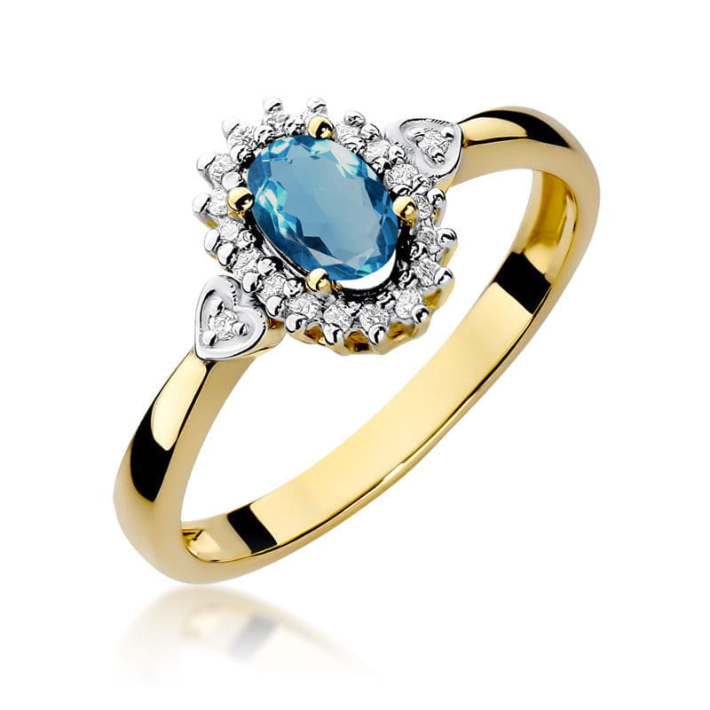 Gold Ring With London Topaz And Diamonds