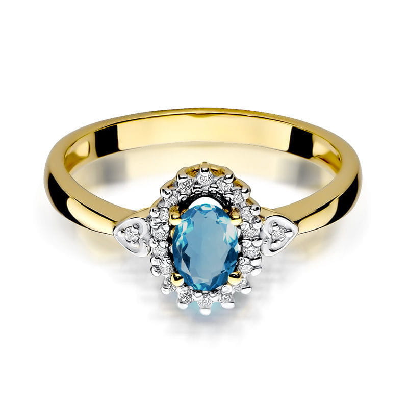 Gold Ring With London Topaz And Diamonds