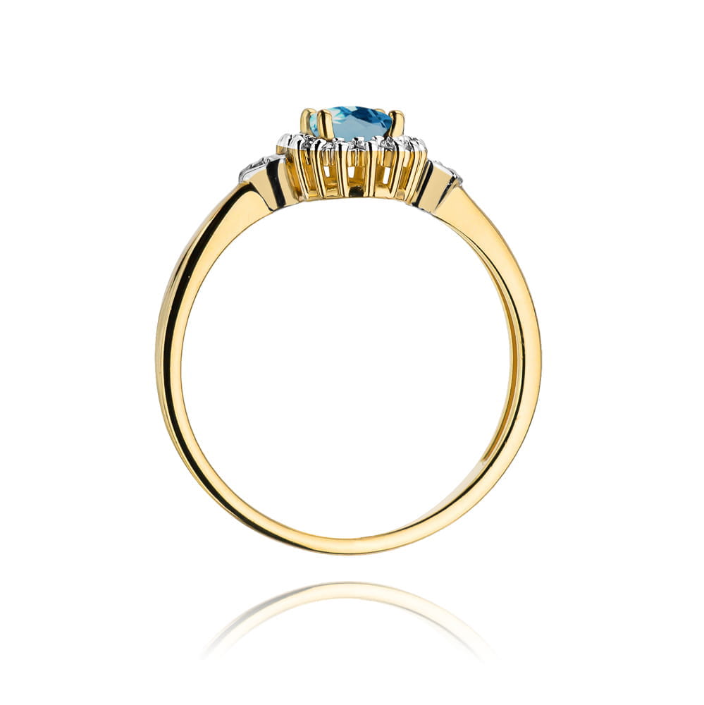 Gold Ring With London Topaz And Diamonds