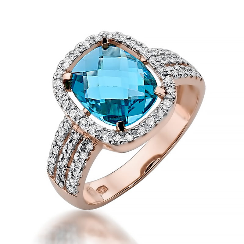 Gold Ring With Topaz And Diamonds