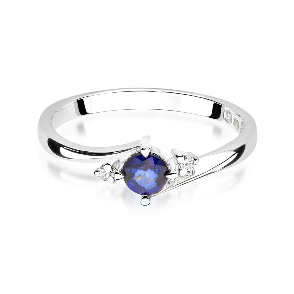 Auksinis Žiedas Su Safyru Ir Deimantais