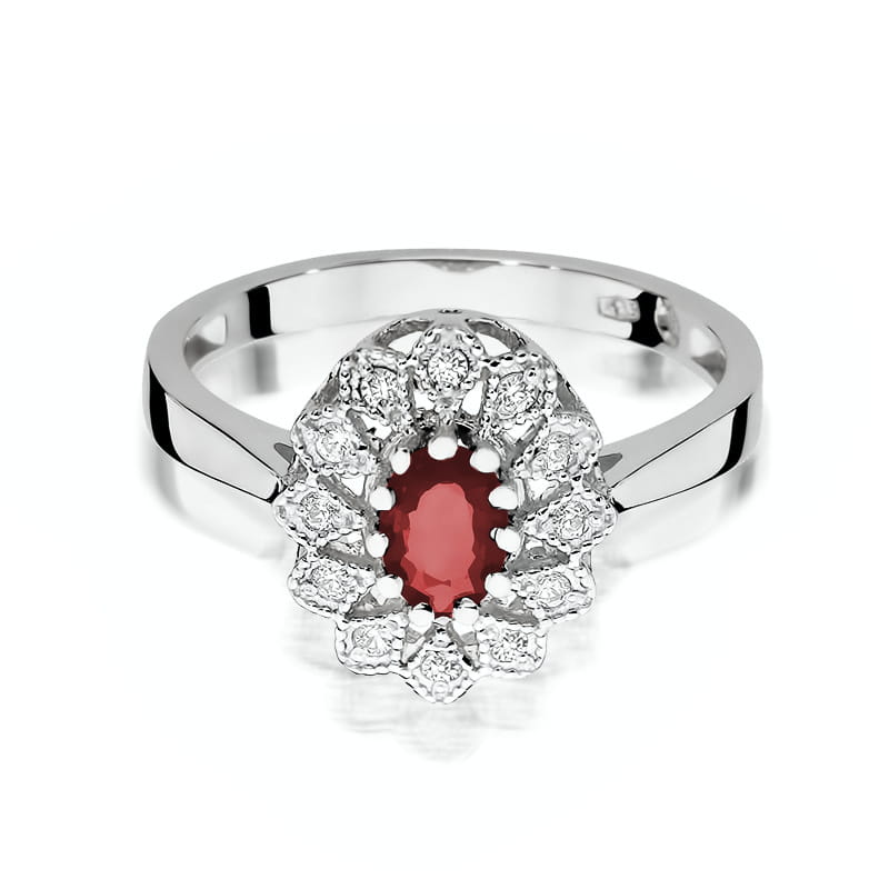 Auksinis Žiedas Su Rubinu Ir Deimantais