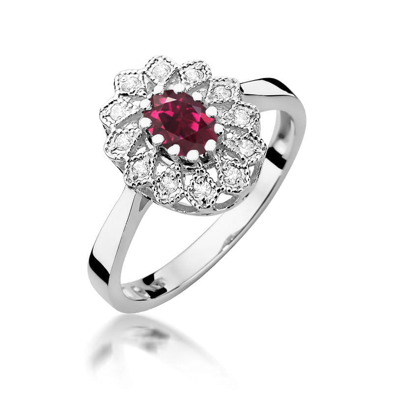 Auksinis Žiedas Su Rodolitu Ir Deimantais