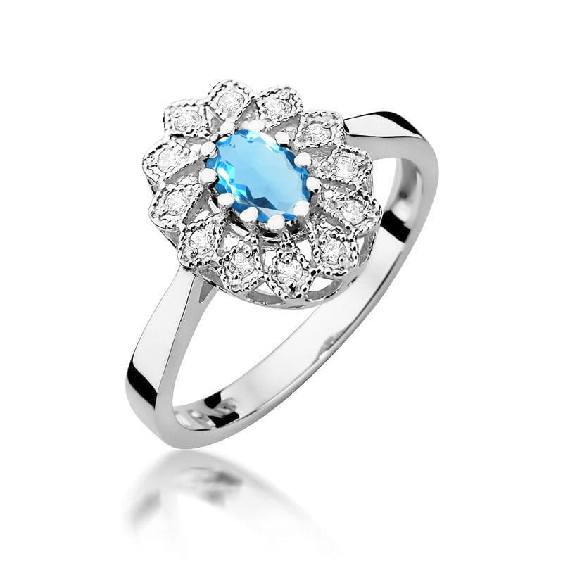 Auksinis Žiedas Su Topazu Ir Deimantais