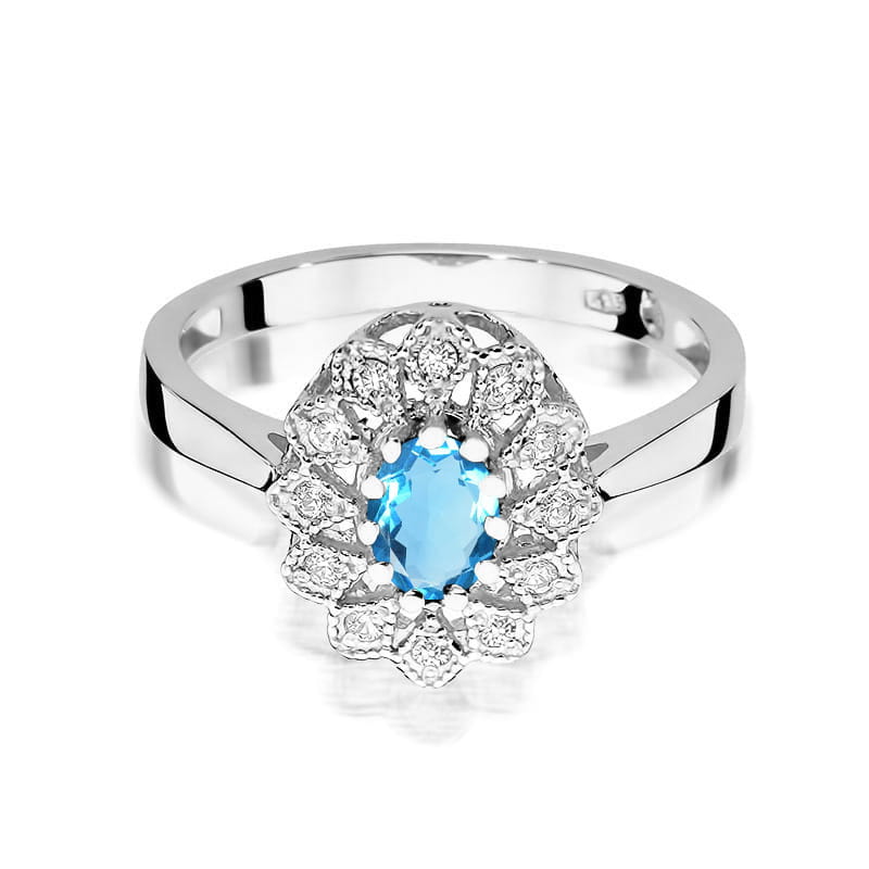 Auksinis Žiedas Su Topazu Ir Deimantais