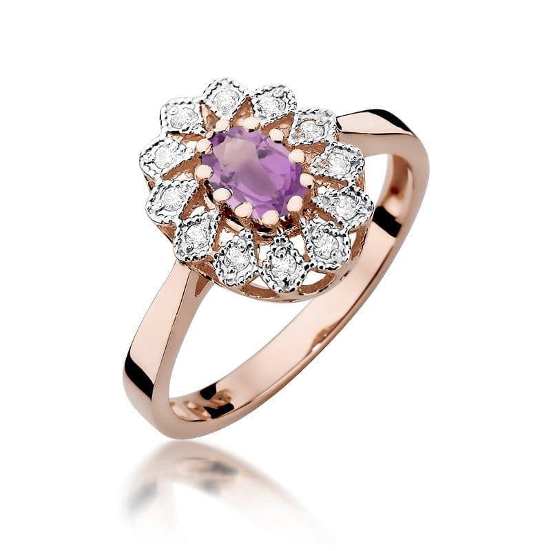 Gold Ring With Amethyst And Diamonds