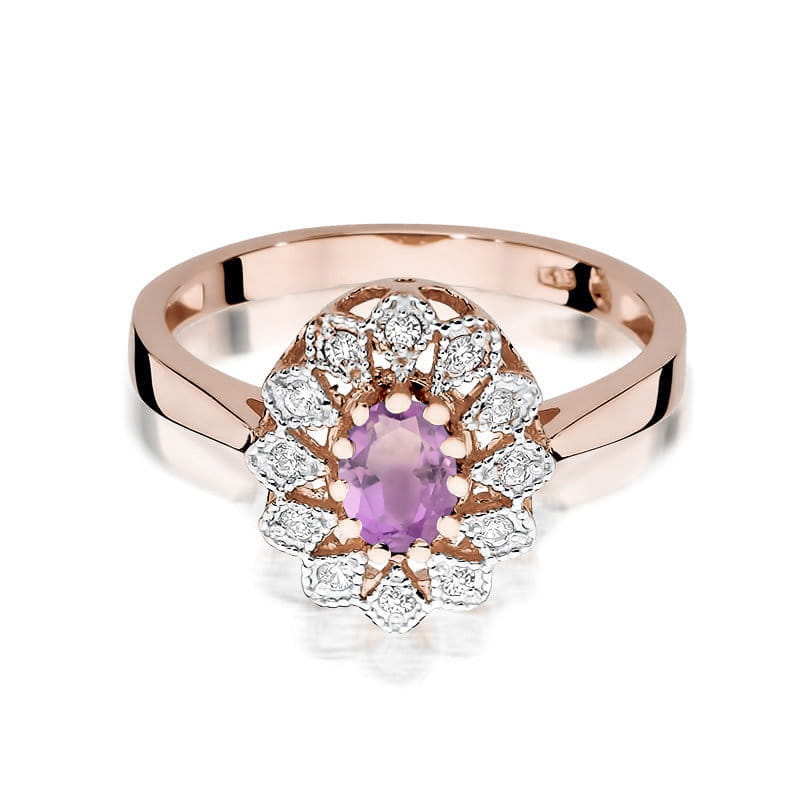 Gold Ring With Amethyst And Diamonds