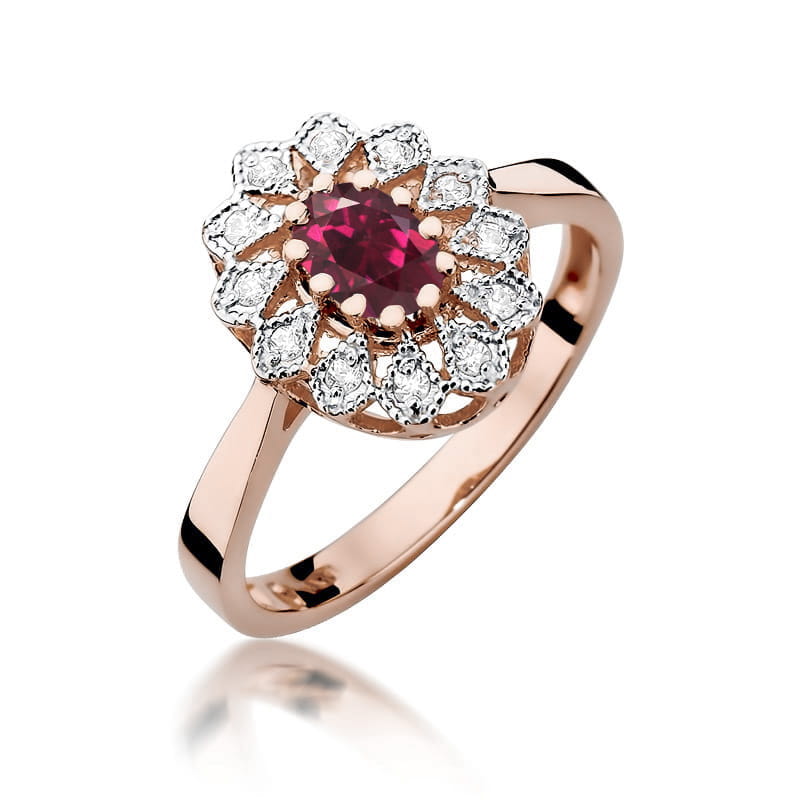 Gold Ring With Rhodolite And Diamonds