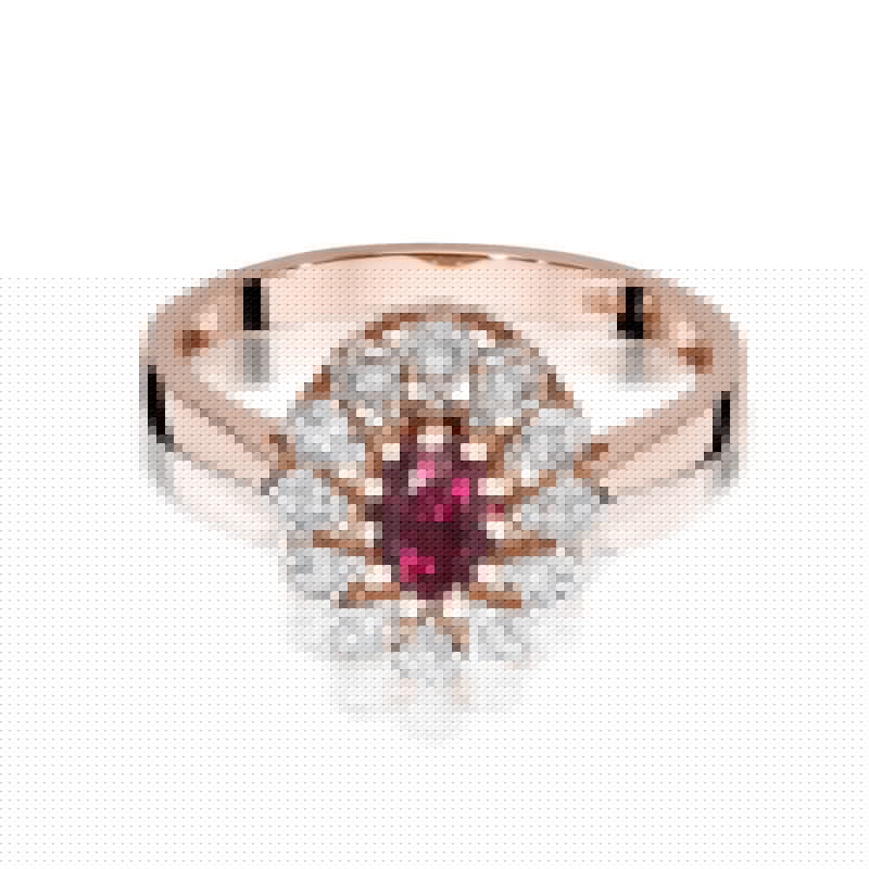 Gold Ring With Rhodolite And Diamonds