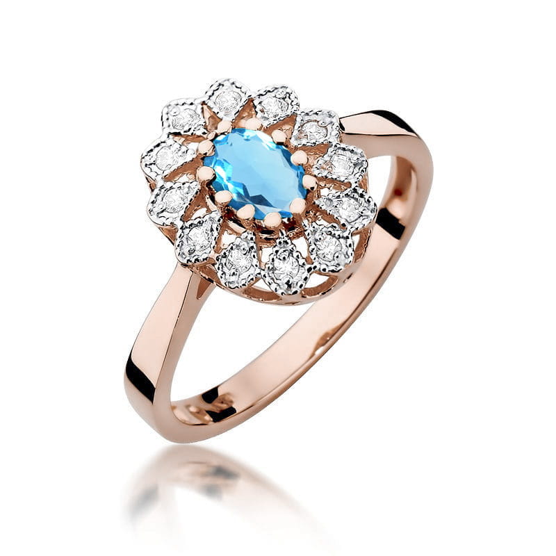 Gold Ring With Topaz And Diamonds